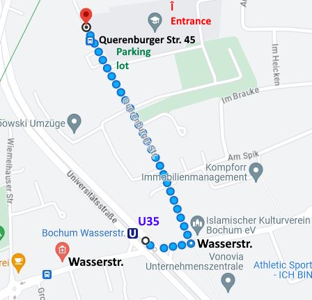 Weg von der Haltestelle (U35) zur Halle: ca. 10 min.